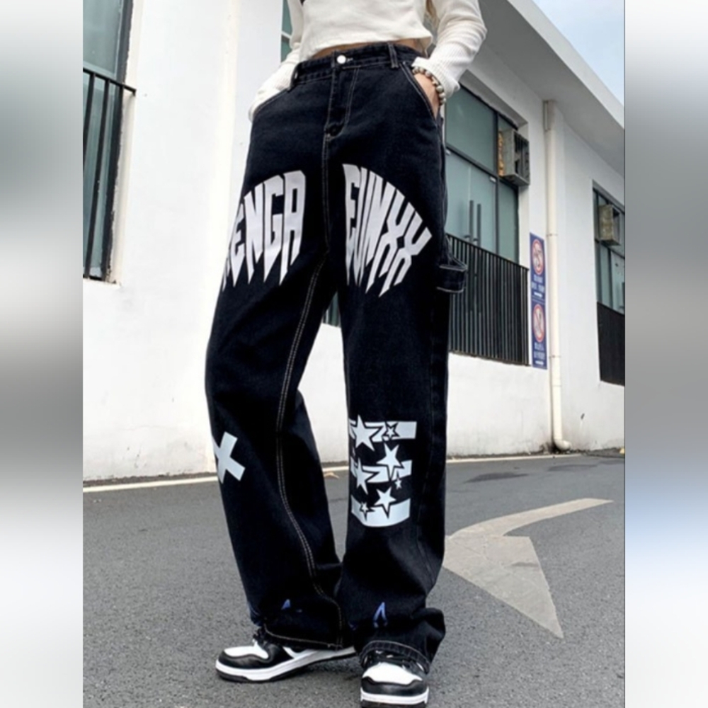Emmiol Star Letter Graphic Cargo Jeans